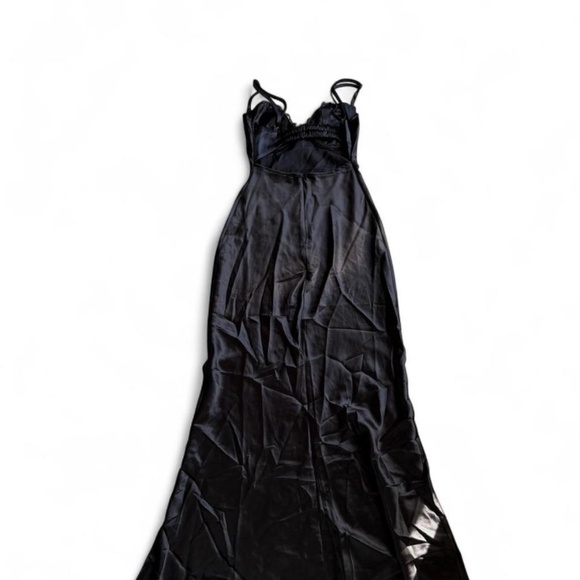 Princess Polly Black Satin Floor Length Fayden Bias Cut Maxi Dress Sz 0 - Picture 6 of 9